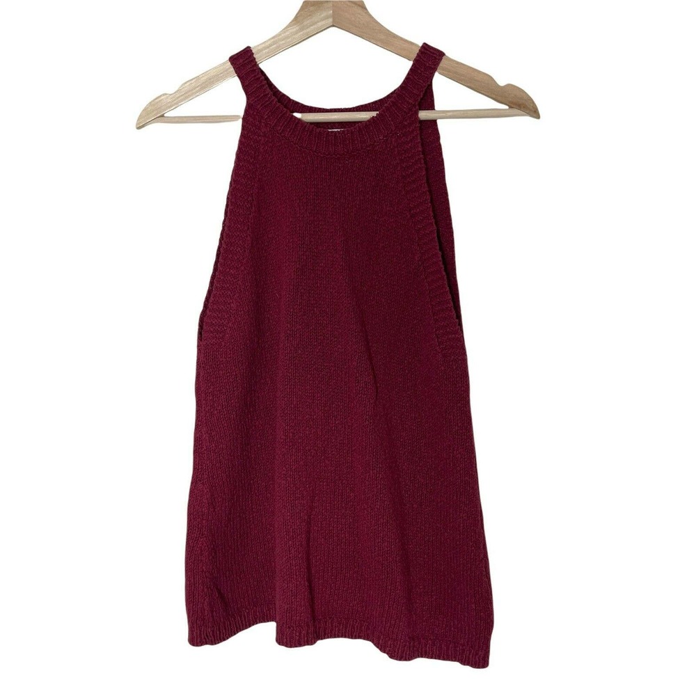 Anthropologie Maeve Chunky Knit High Neck Sleeveless Sweater Tank Top Red Size S